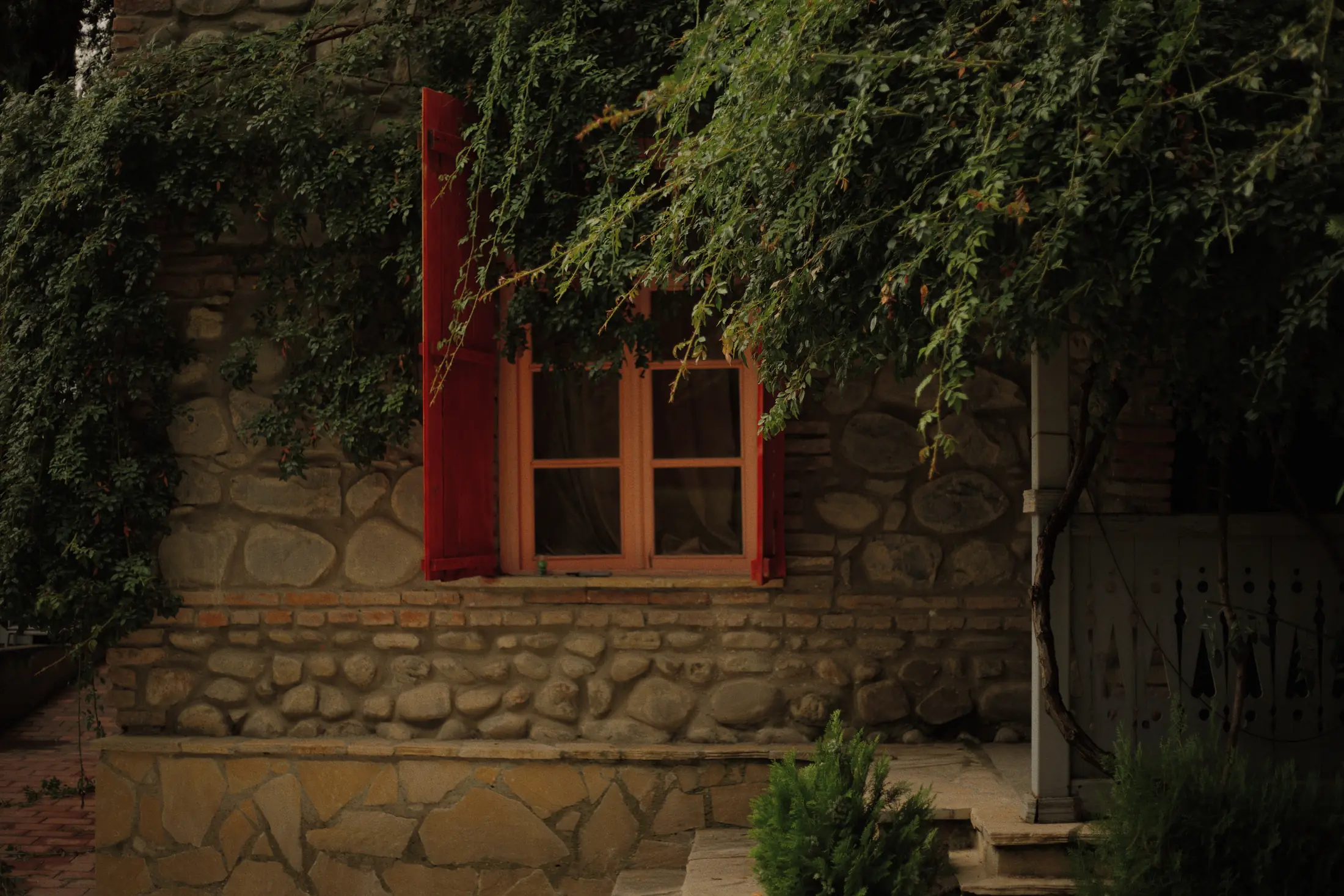 Red courtyard doorway