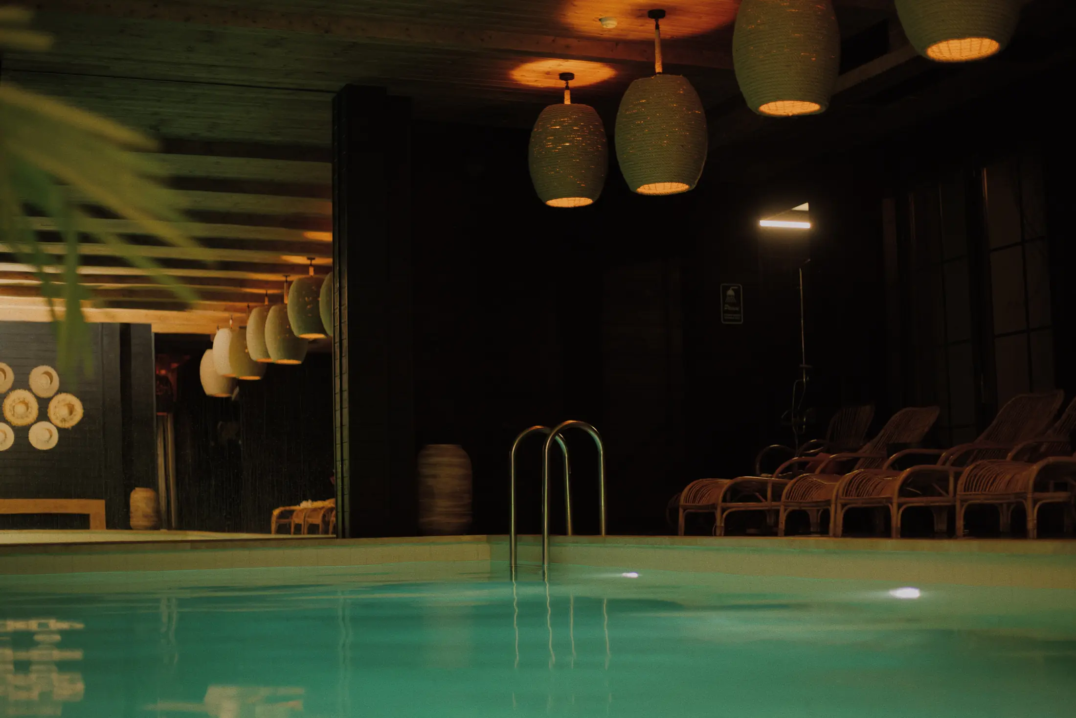 Indoor pool at night