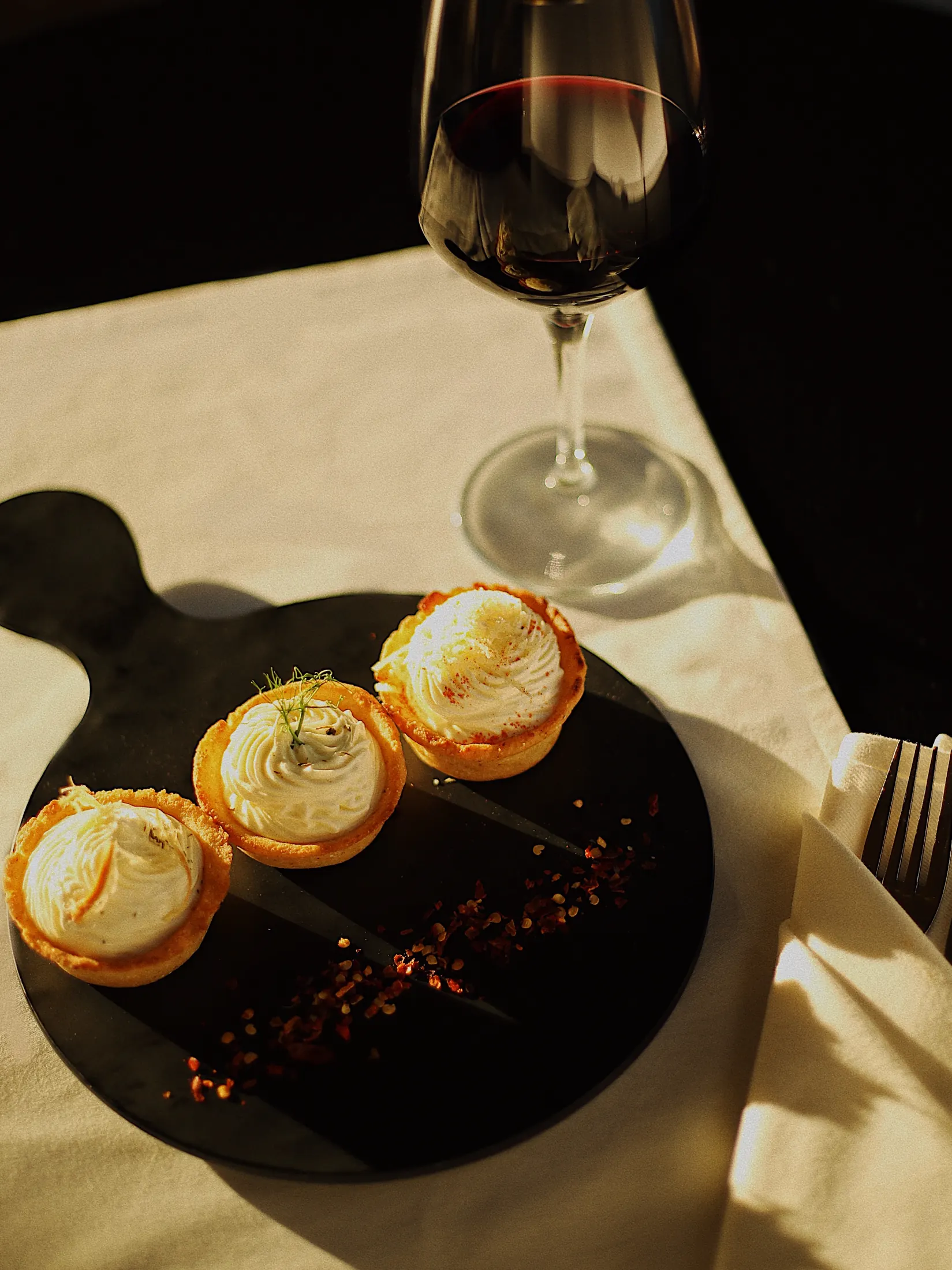 Wine and dessert by candlelight