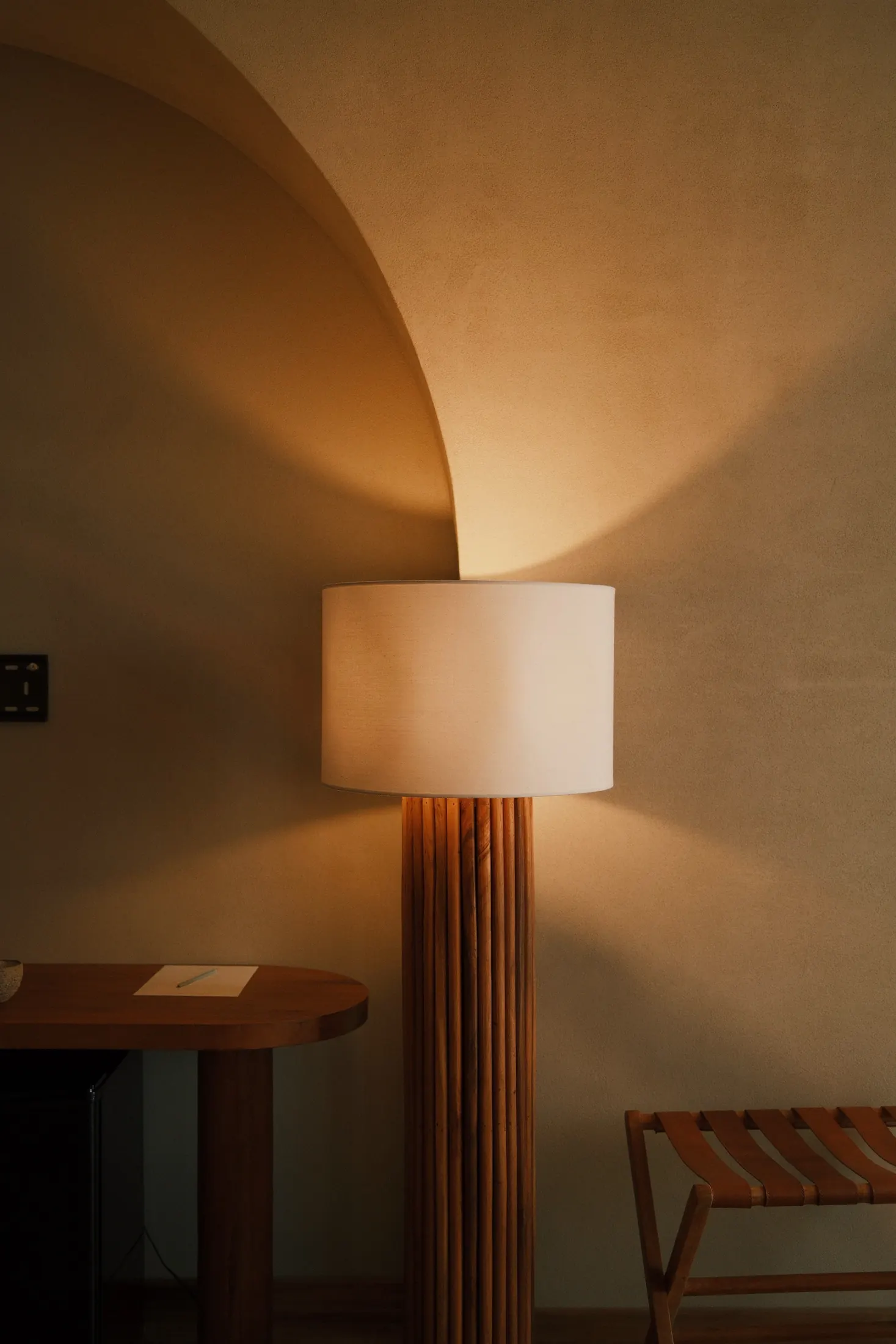 Floor lamp in a vaulted room