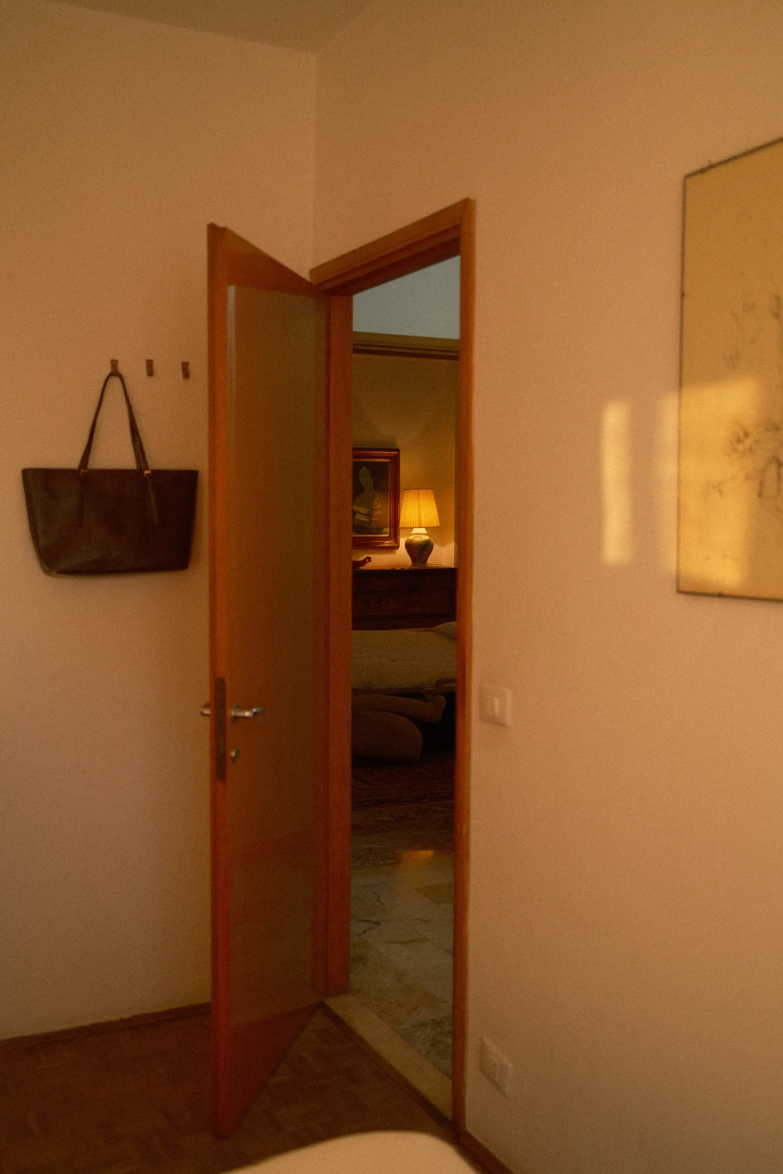 Open doorway in amber light